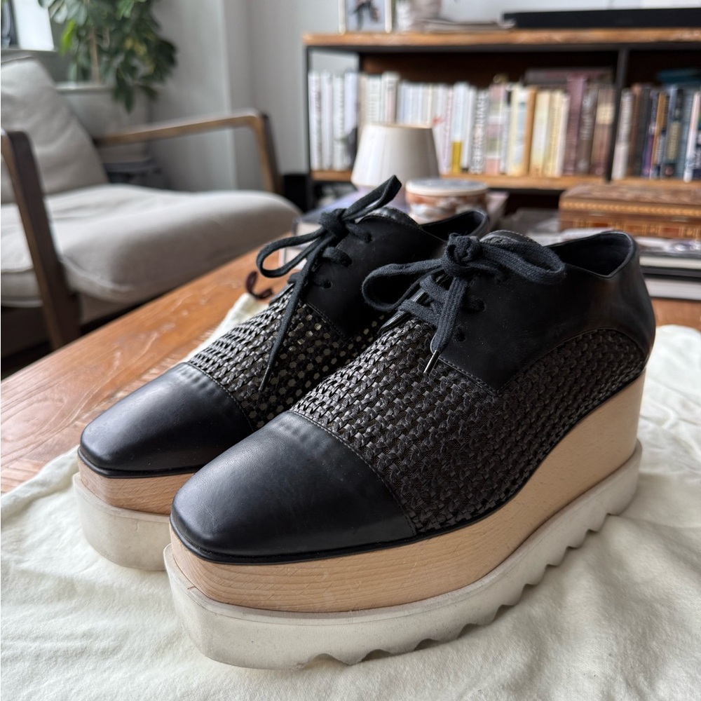 Stella McCartney Black and Tan Oxford platforms